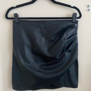 Leather faux wrap skirt